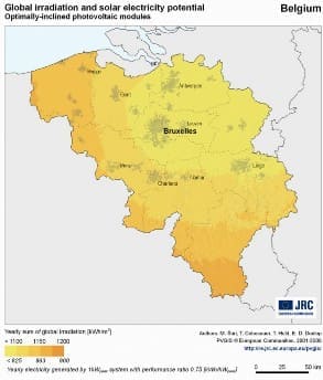 Sonnenkarte Belgien