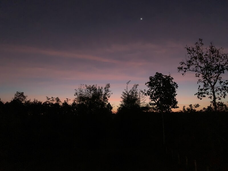 Vlak voor zonsopgang met zicht op Venus