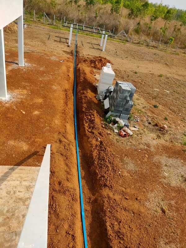 piping goes in the trench
